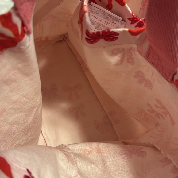 NWT Pink Coquette Canvas Tote Bag - Picture 3 of 3